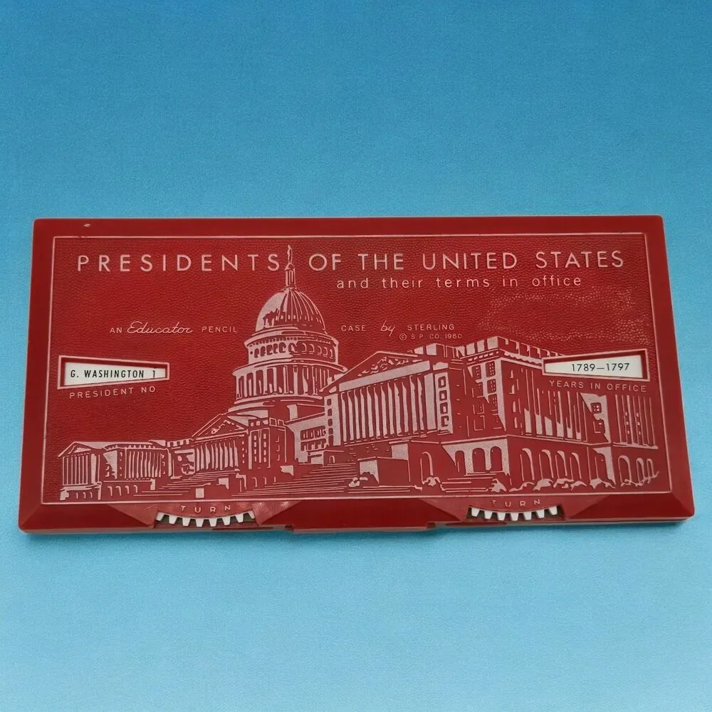1960 Sterling US Presidents 1-35 Terms in Office Vintage Educational Pencil Case